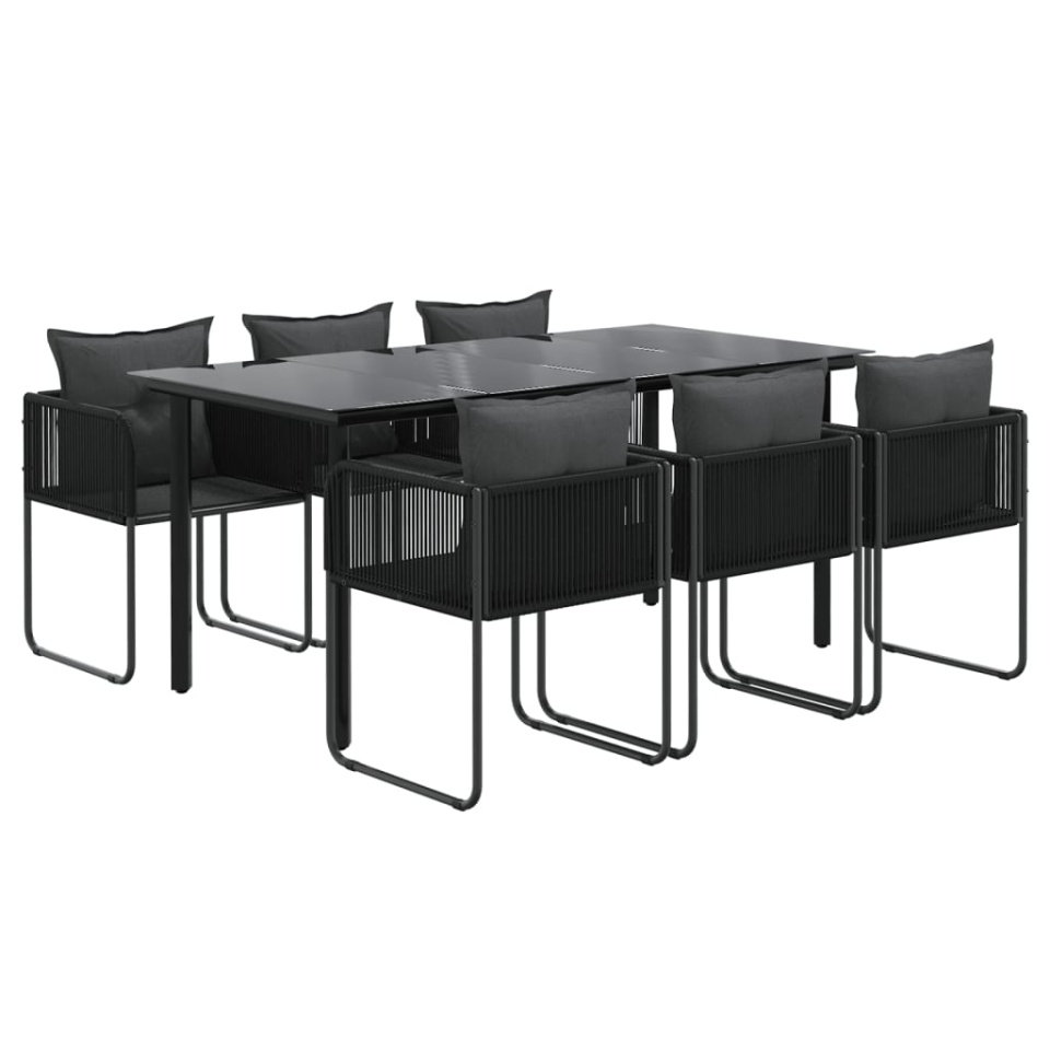 Set de servit masa pentru grădină, 7 piese, negru - 2 | YEO