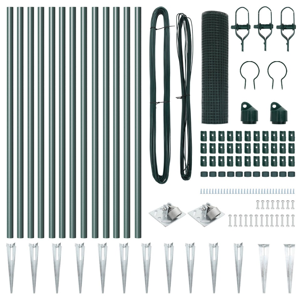 Set de stâlpi din PVC pentru gard Set de 2 Verde PVC, Metal - 3 | YEO