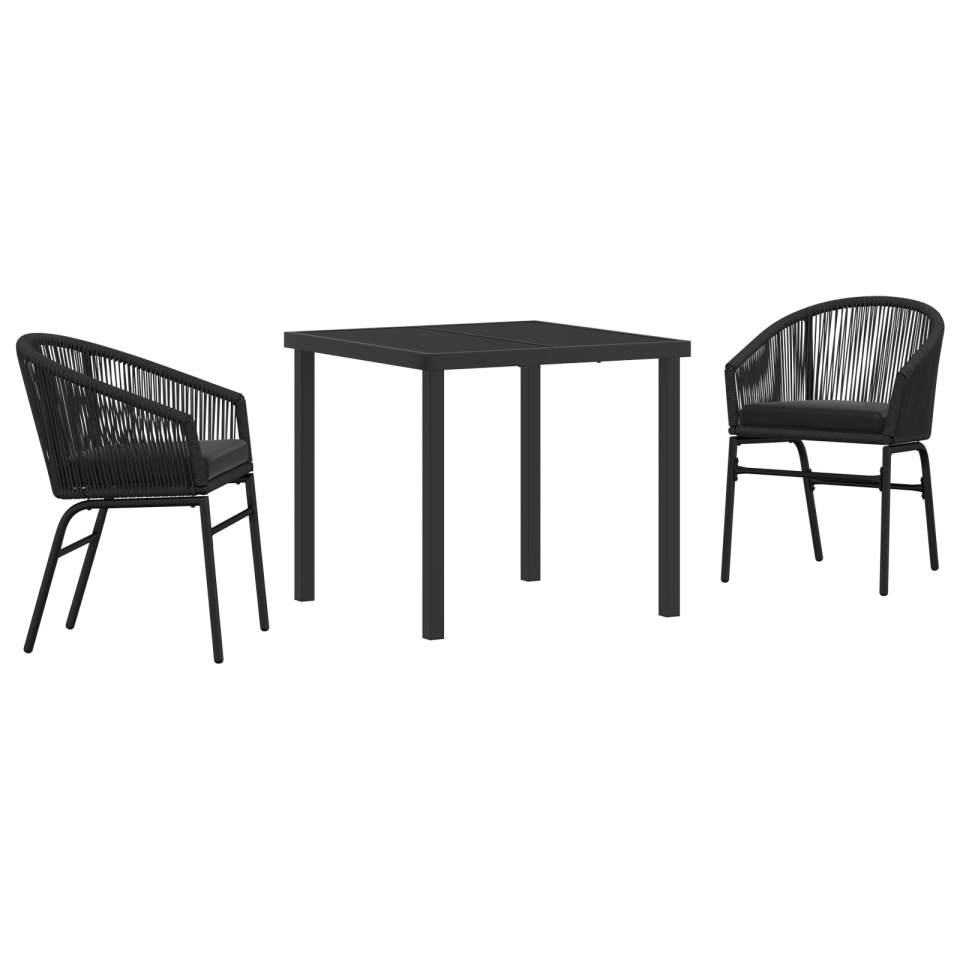 Set de sufragerie de grădină 3 piese Ratan PE Negru - 1 | YEO
