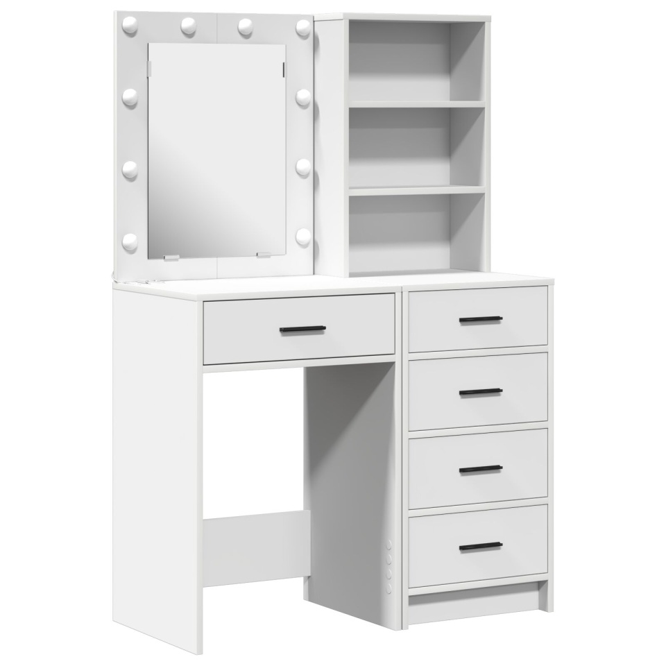 Set de toaletă 2 piese cu LED din lemn prelucrat alb - 1 | YEO