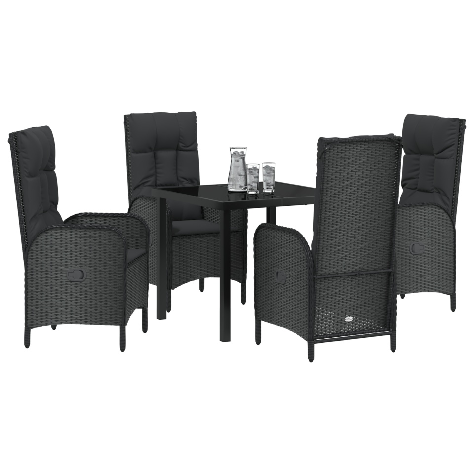 Set Dining Grădină 5 Piese Negru Rattan Polimeric - 2 | YEO