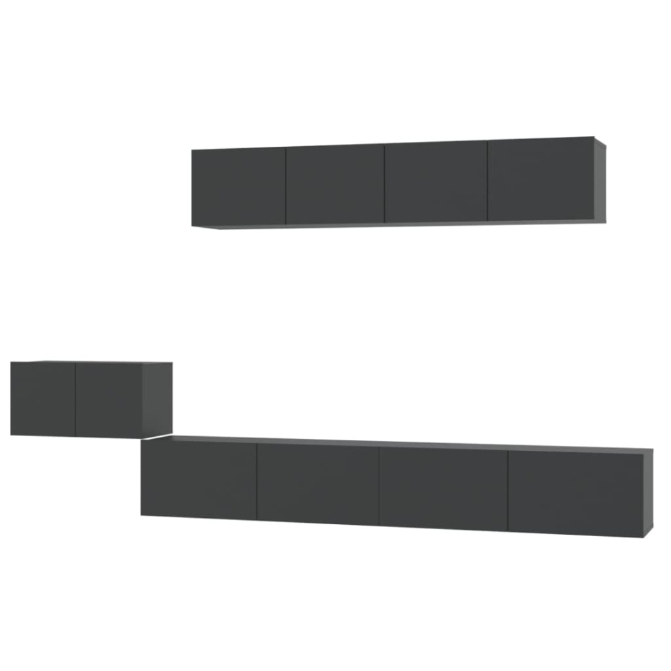 Set dulap TV,5 piese, negru, lemn prelucrat - 1 | YEO