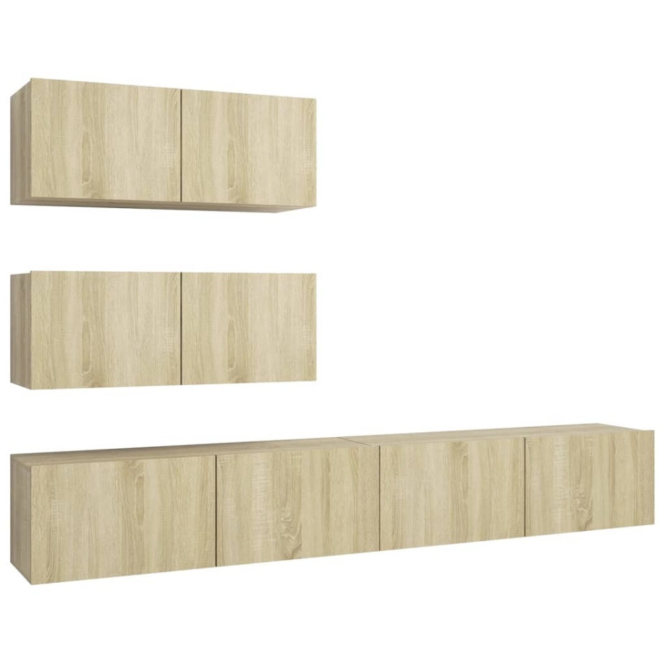 Set dulapuri TV, 4 piese, stejar sonoma, lemn prelucrat - 1 | YEO