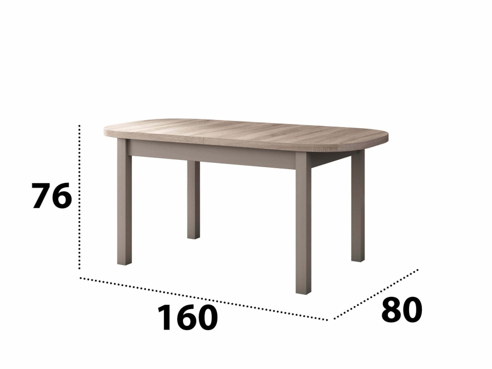 Set masa extensibila 160x200cm cu 4 scaune tapitate, mb-12 venus1 si s-37 boss7 s6, sonoma, lemn masiv de fag, stofa - 1 | YEO