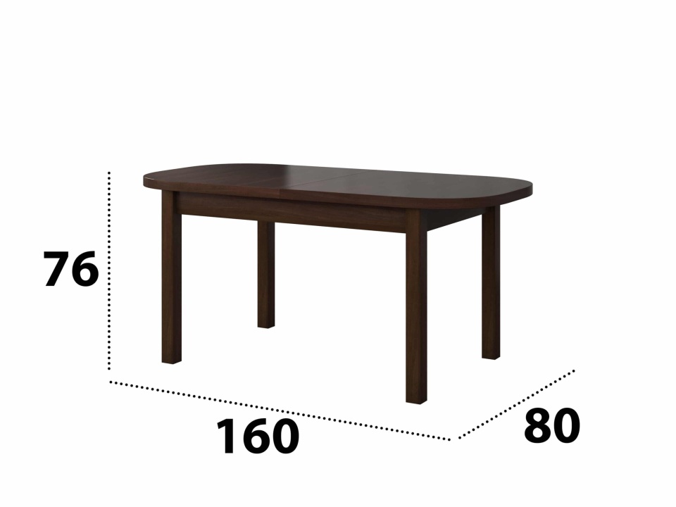 Set masa extensibila 160x200cm cu 4 scaune tapitate, mb-12 venus1 si s-37 boss7 o27a, nuc, lemn masiv de fag, stofa - 2 | YEO