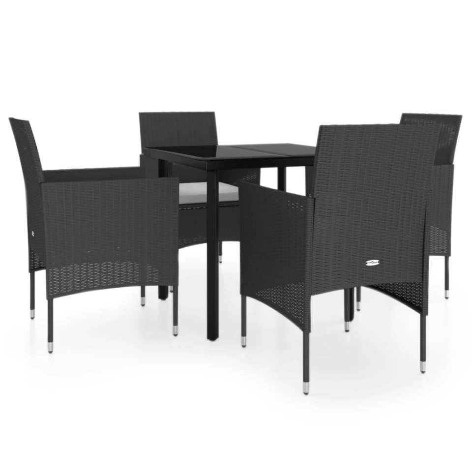 Set masă pentru grădină, 5 piese, cu perne, negru - 1 | YEO