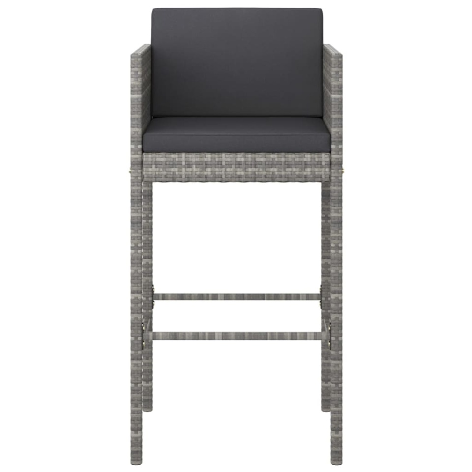 Set mobilier bar de grădină, cu perne, 3 piese, gri, poliratan - 3 | YEO