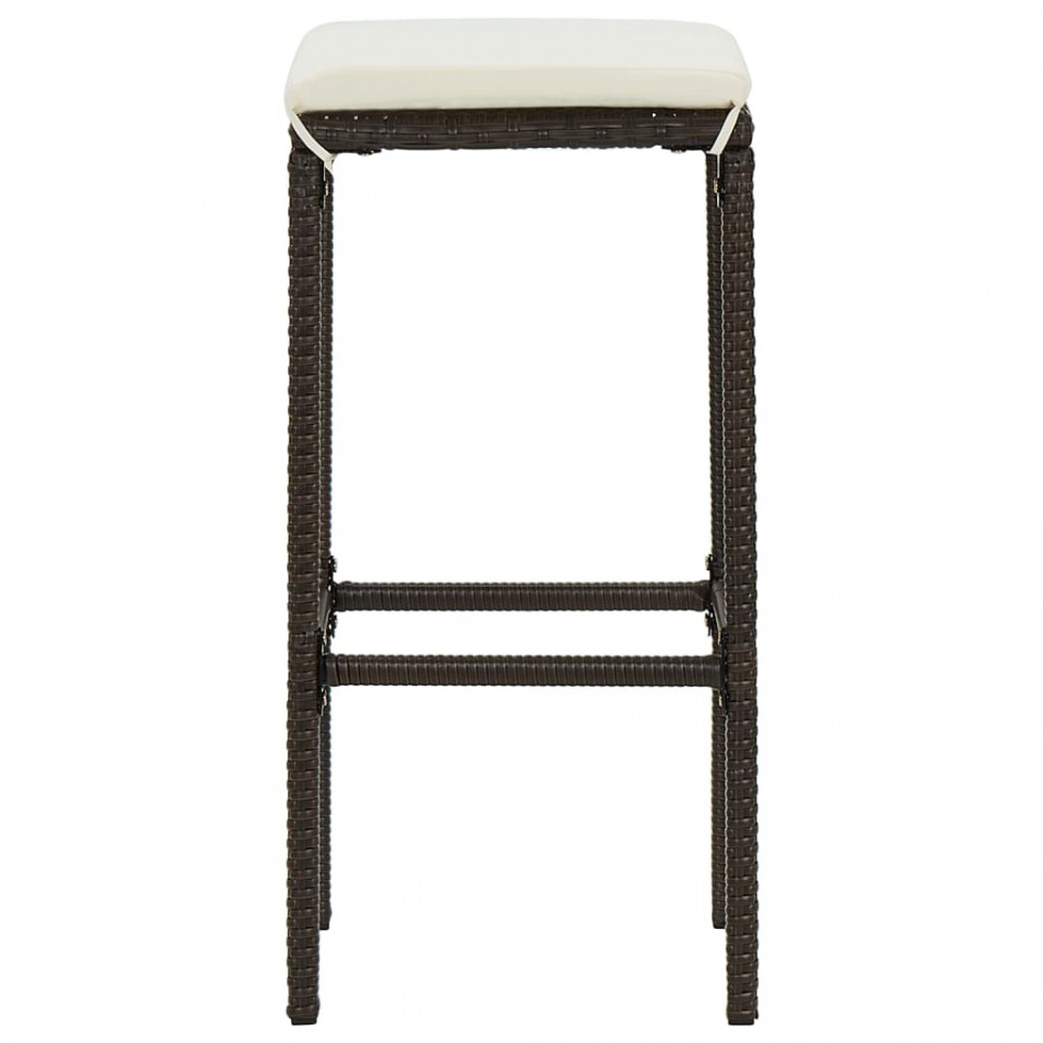 Set mobilier bar de grădină cu perne, 3 piese, maro - 2 | YEO