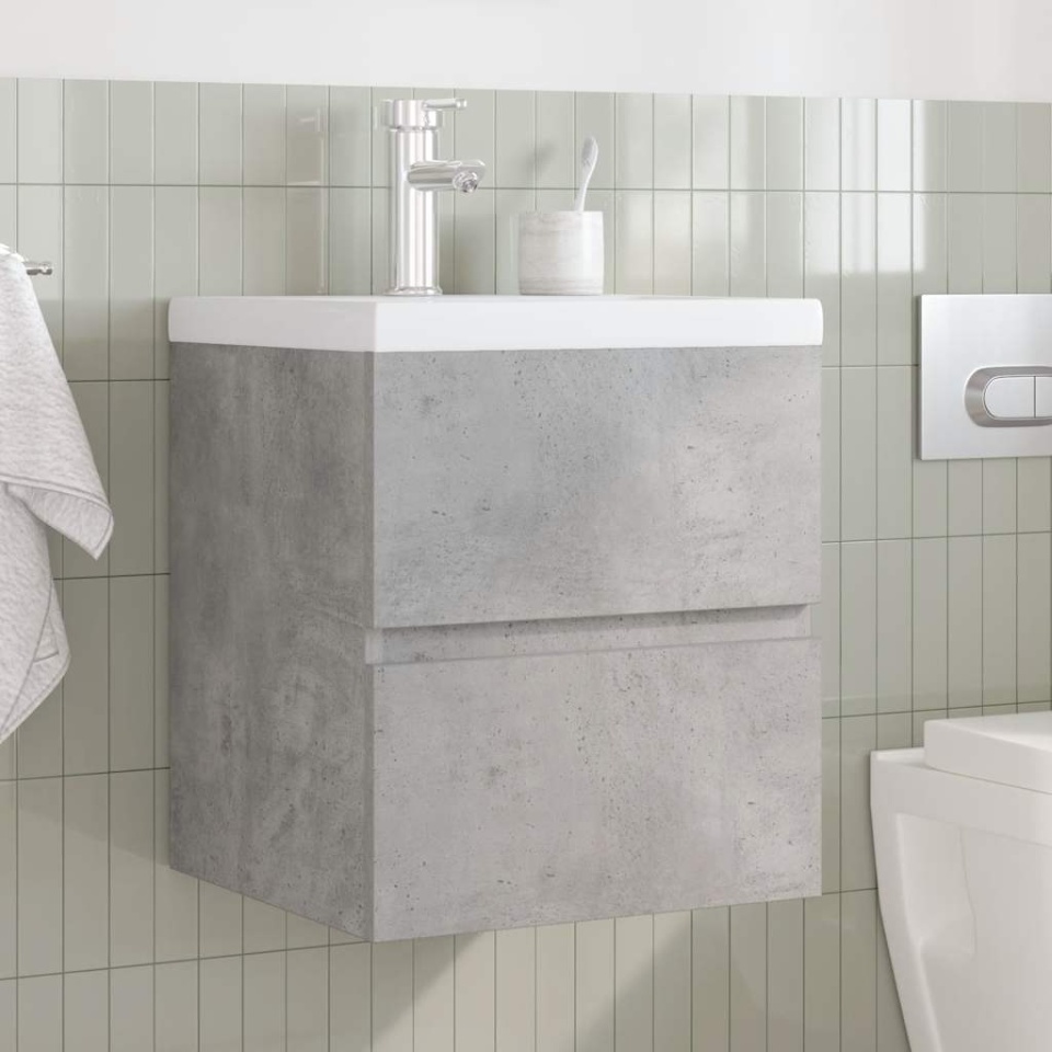 Set mobilier de baie, 2 piese, gri beton, lemn compozit - 2 | YEO