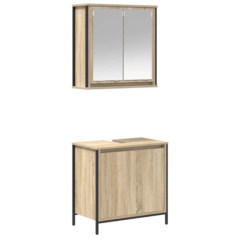 Set mobilier de baie, 2 piese, stejar sonoma, lemn prelucrat - 1 | YEO