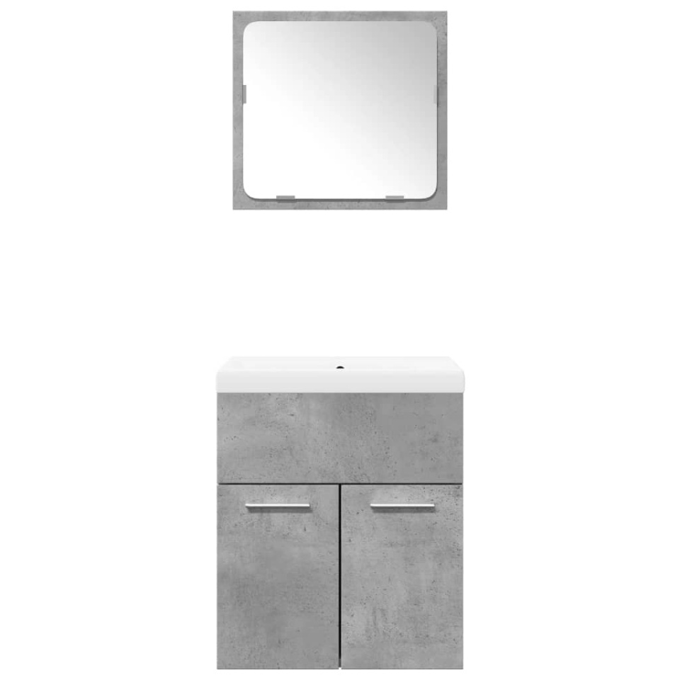 Set mobilier de baie, 3 piese, gri beton, lemn compozit - 3 | YEO