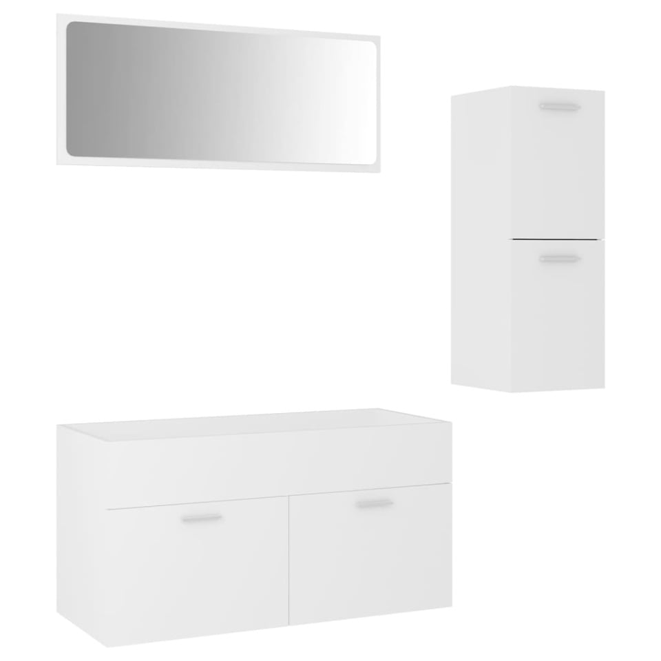 Set mobilier de baie, alb, lemn prelucrat - 1 | YEO