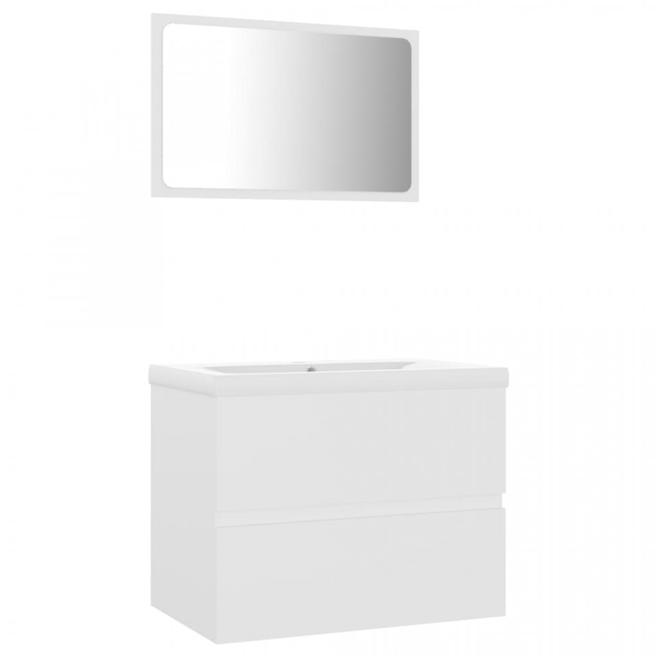 Set mobilier de baie, alb, lemn prelucrat - 1 | YEO