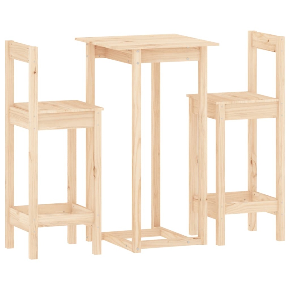 Set mobilier de bar, 3 piese, lemn masiv de pin - 1 | YEO