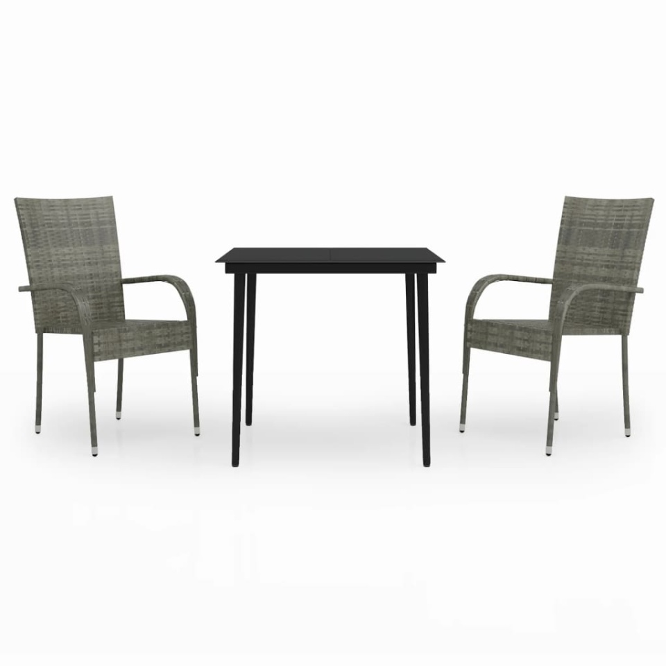 Set mobilier de grădină, 3 piese, gri și negru - 1 | YEO