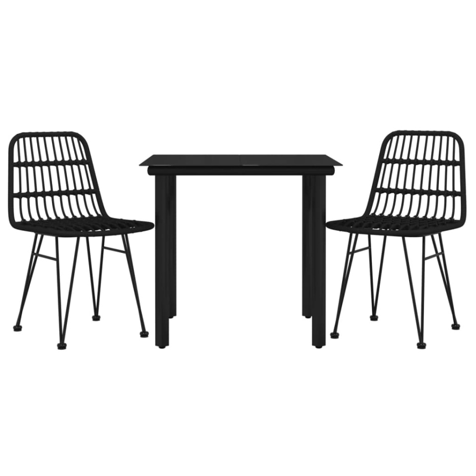 Set mobilier de grădină, 3 piese, negru, poliratan - 2 | YEO