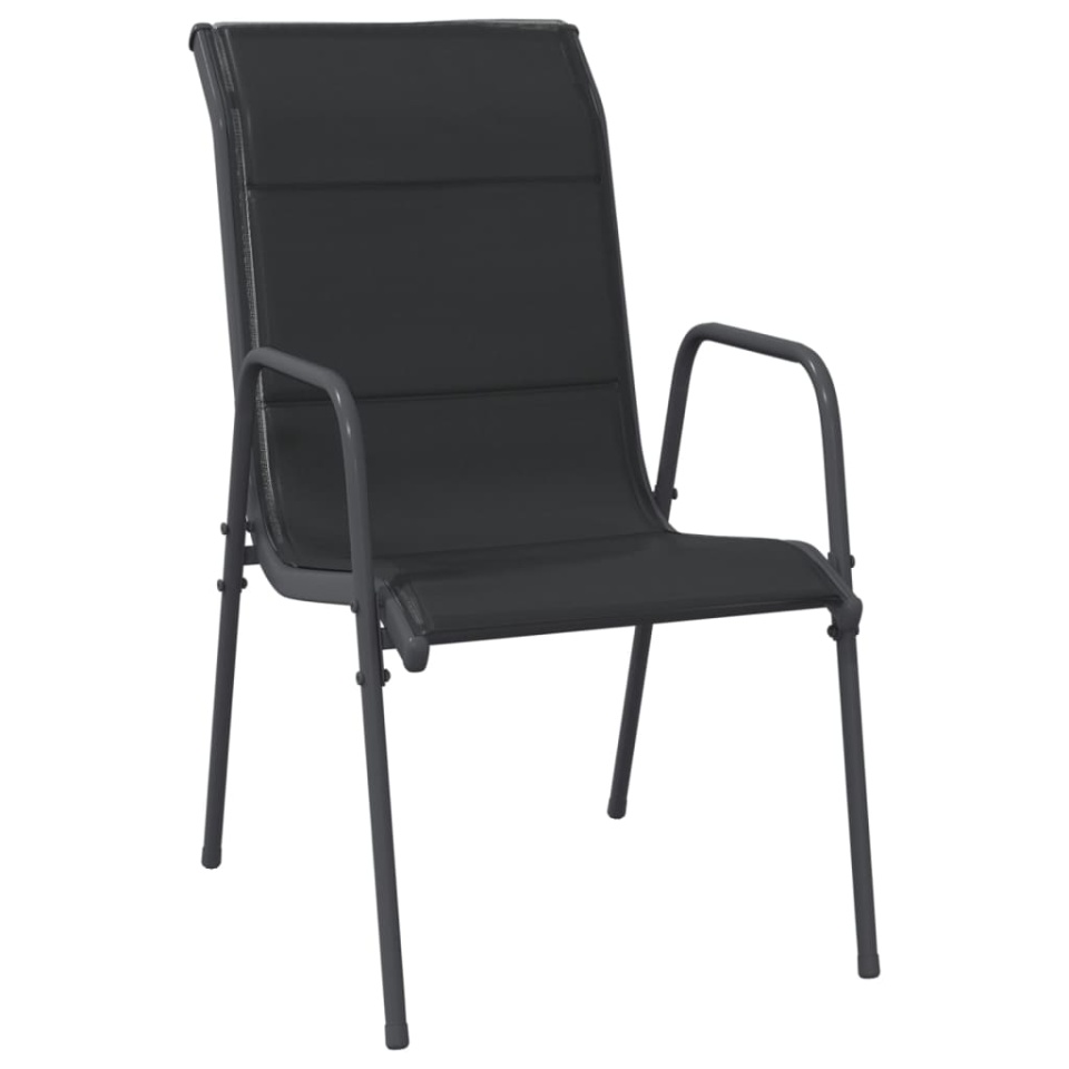 Set mobilier de grădină, 5 piese, negru, oțel și textilenă - 2 | YEO