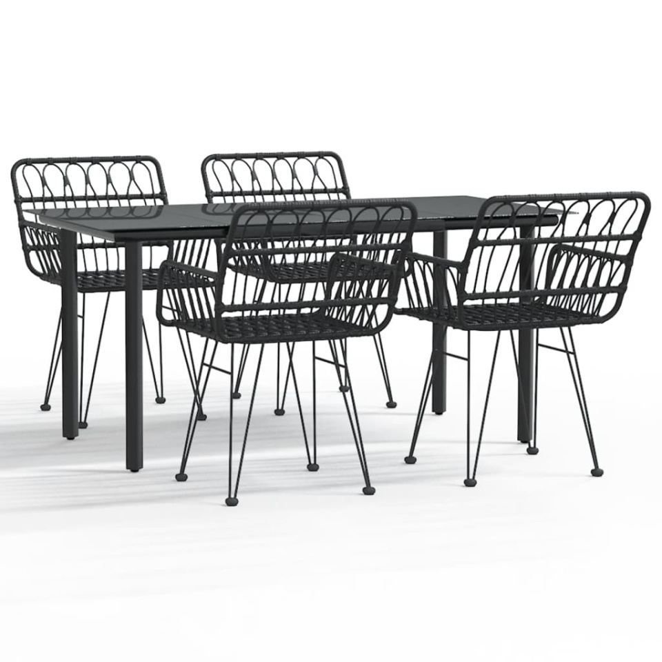 Set mobilier de grădină, 5 piese, negru, poliratan - 1 | YEO