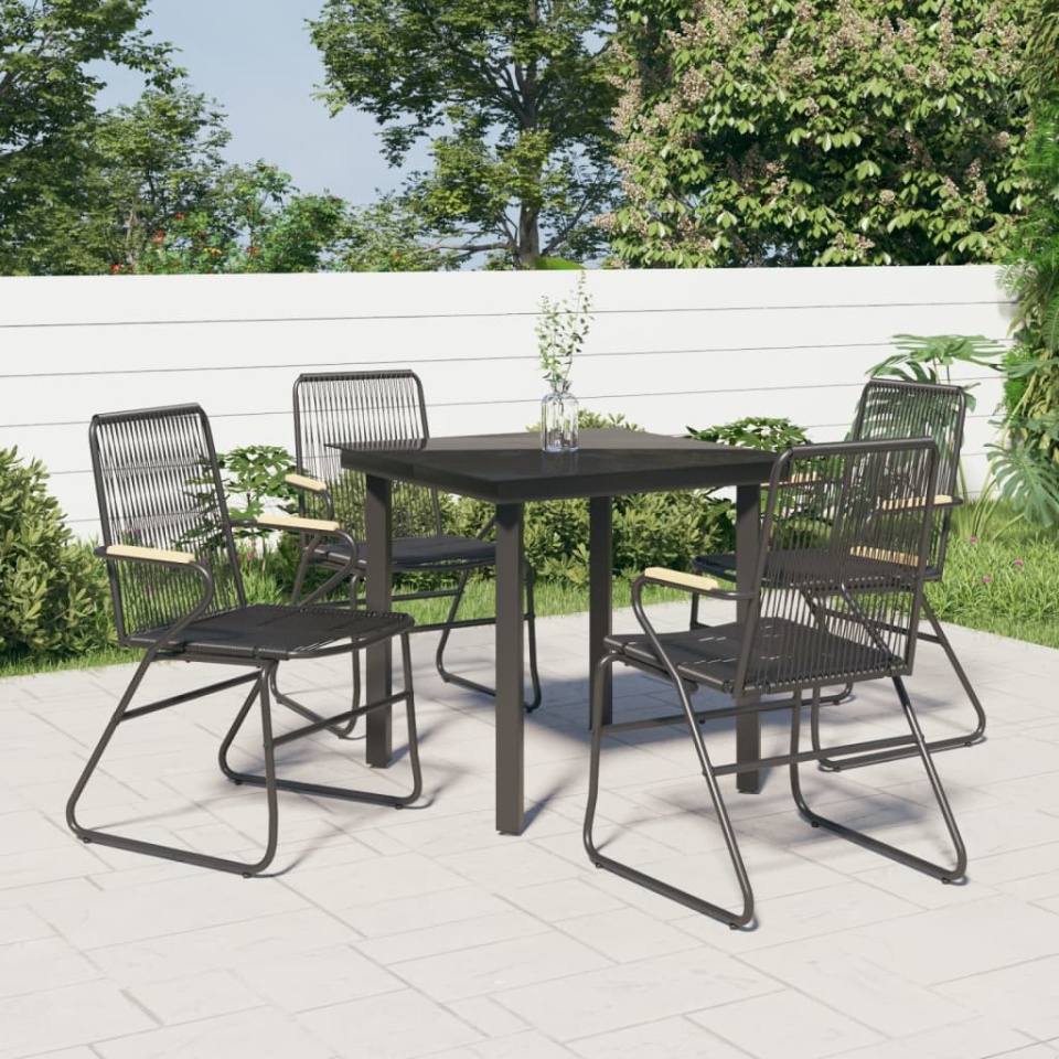 Set mobilier de grădină, 5 piese, negru, ratan PVC