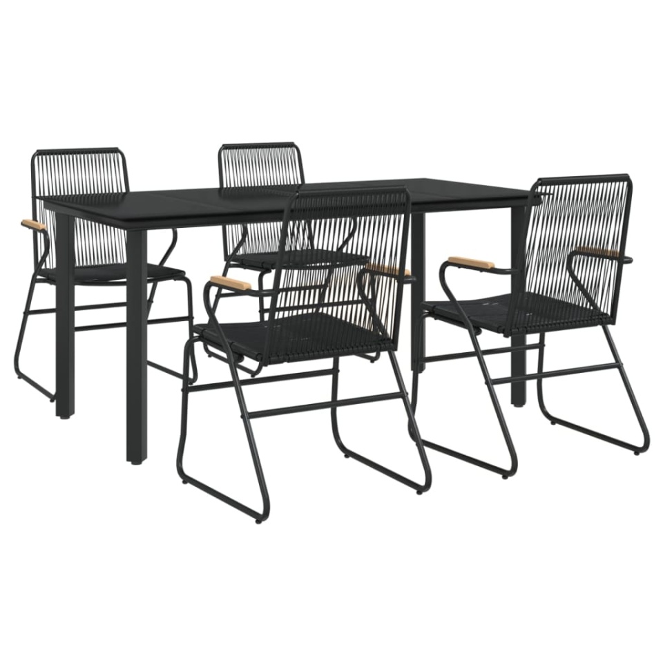 Set mobilier de grădină, 5 piese, negru, ratan PVC - 2 | YEO