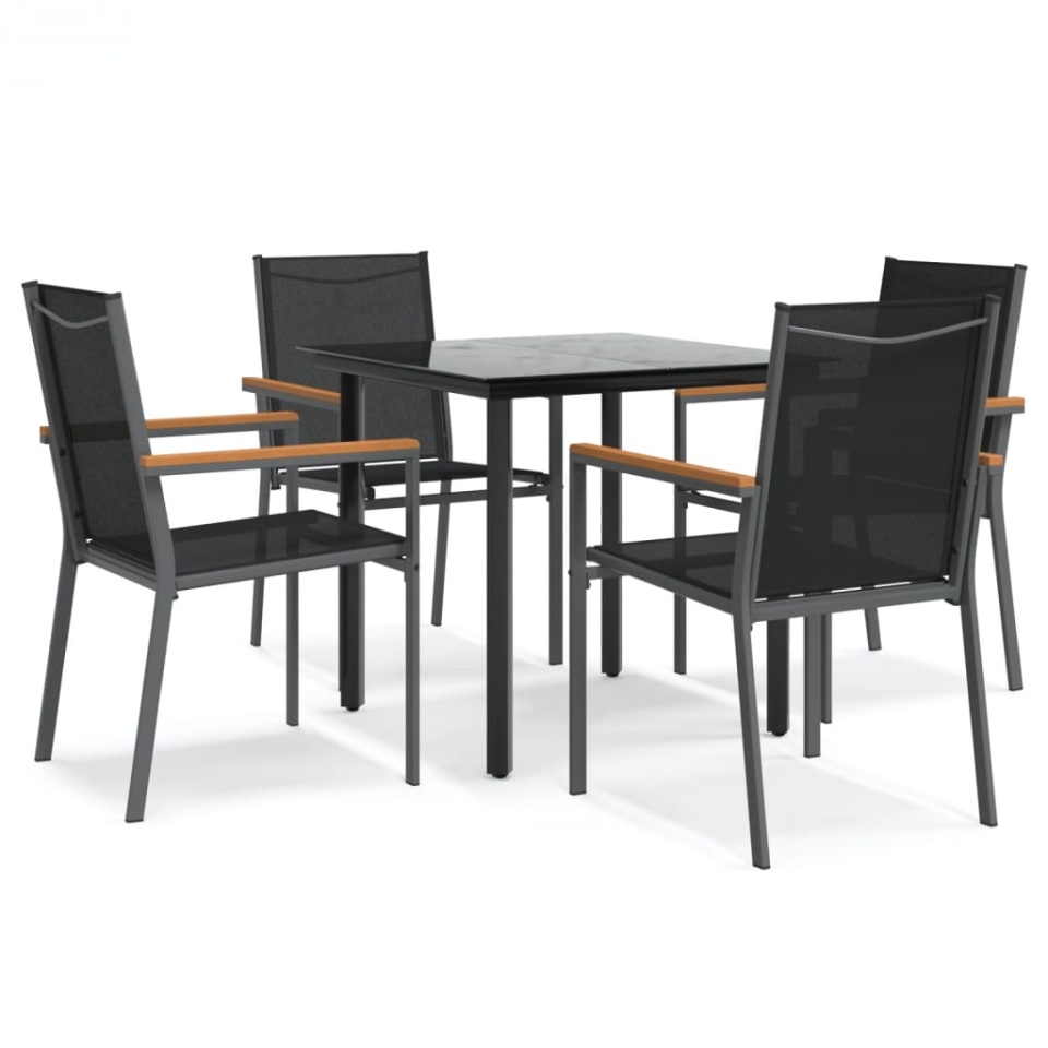 Set mobilier de grădină, 5 piese, negru, textilenă și oțel - 1 | YEO