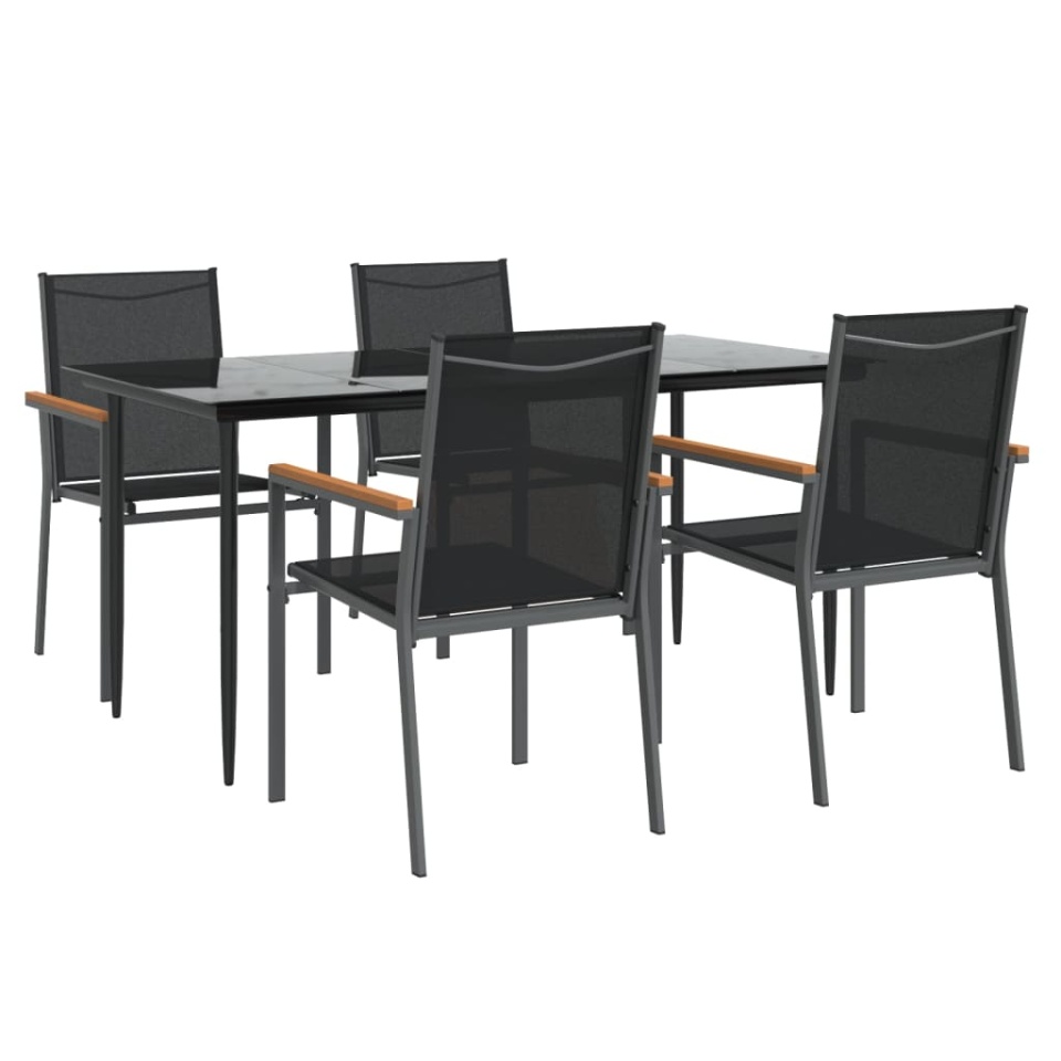 Set mobilier de grădină, 5 piese, negru, textilenă și oțel - 2 | YEO