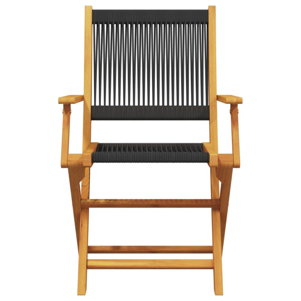 Set mobilier de grădină 5 piese polipropilenă neagră/lemn masiv - 3 | YEO