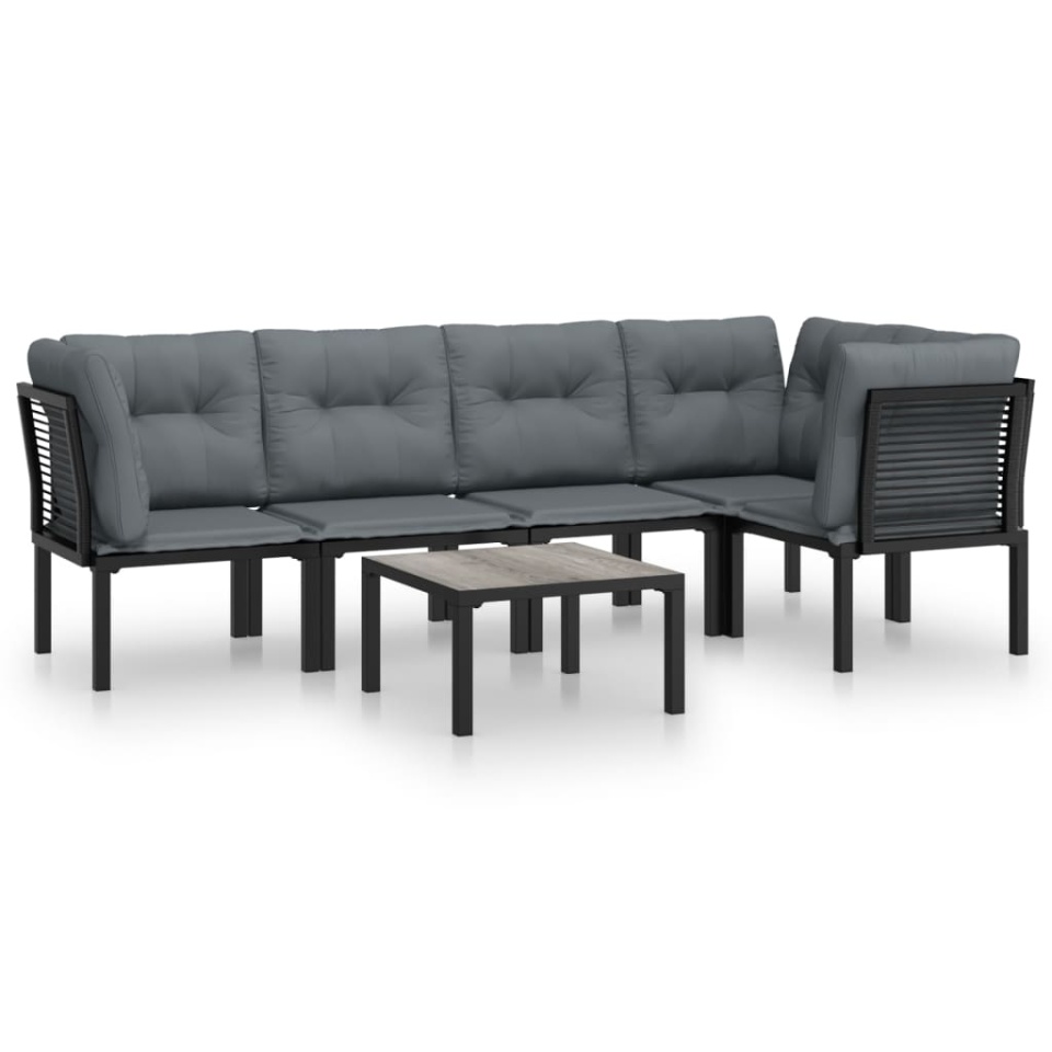 Set mobilier de grădină, 6 piese, negru și gri, poliratan - 1 | YEO