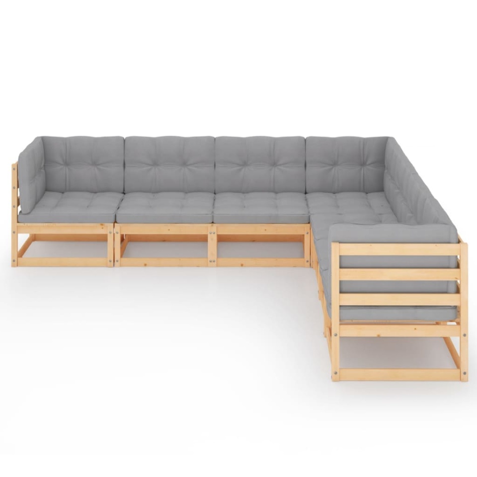 Set mobilier de grădină, 7 piese, cu perne, lemn masiv de pin - 2 | YEO