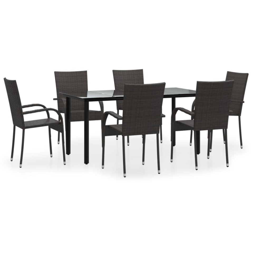 Set mobilier de grădină, 7 piese, maro, poliratan - 1 | YEO