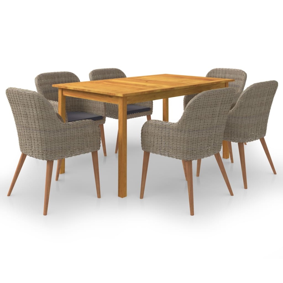 Set mobilier de grădină, 7 piese, maro
