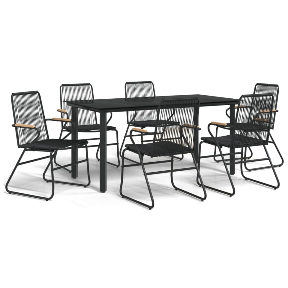 Set mobilier de grădină, 7 piese, negru, ratan PVC - 1 | YEO