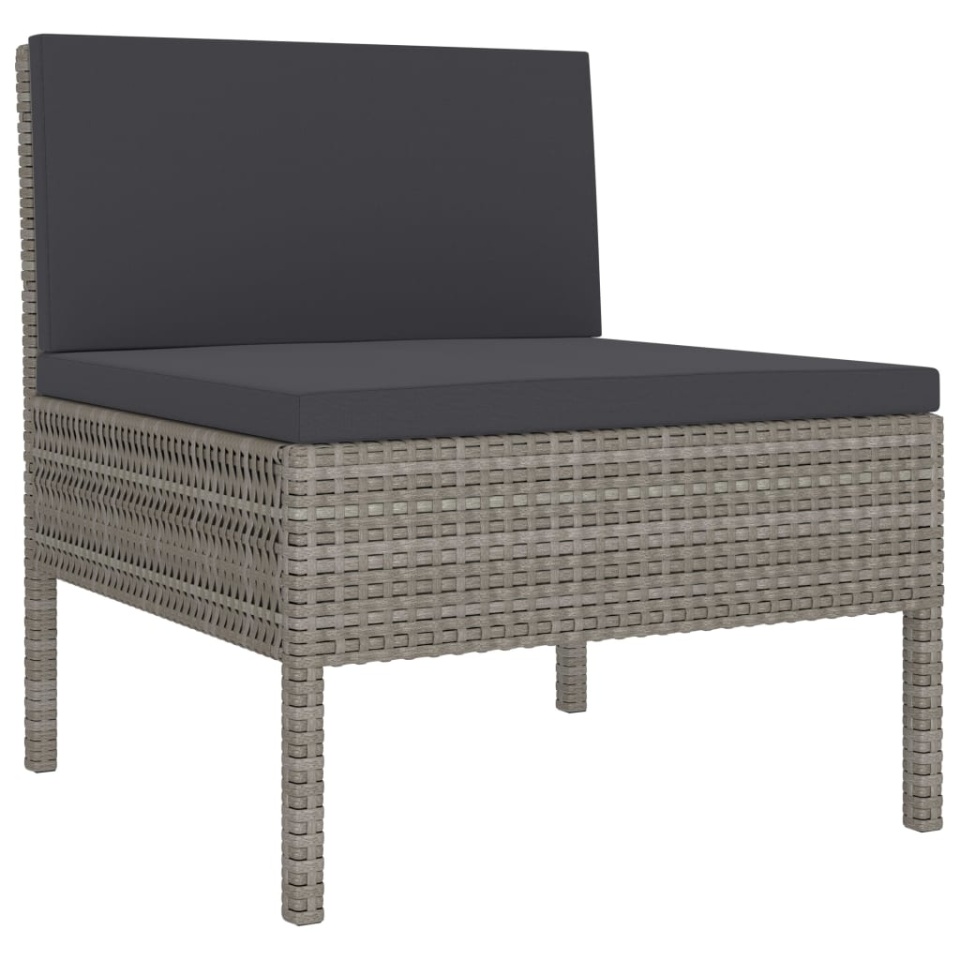 Set mobilier de grădină cu perne, 10 piese, gri, poliratan - 3 | YEO
