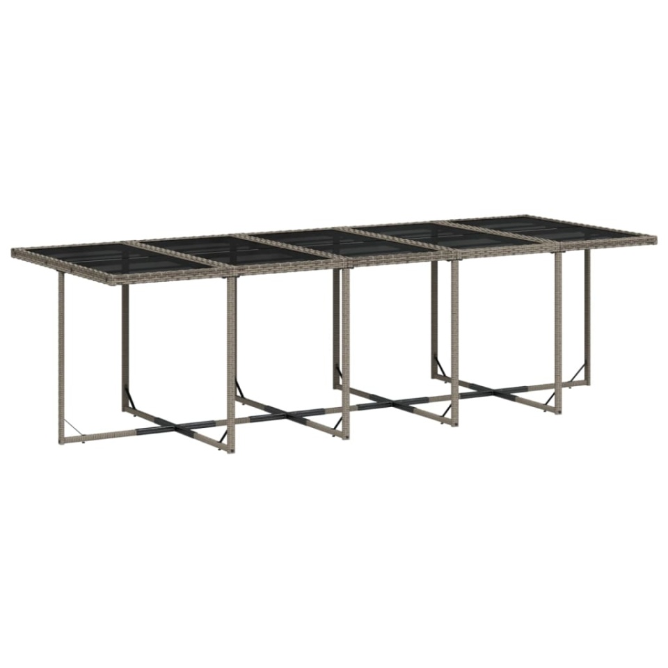 Set mobilier de grădină cu perne, 11 piese, gri, poliratan - 3 | YEO