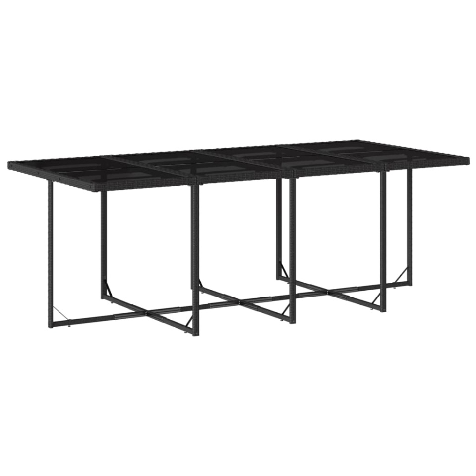 Set mobilier de grădină cu perne, 13 piese, negru, poliratan - 3 | YEO