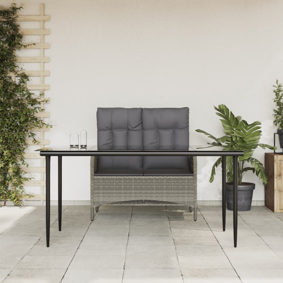 Set mobilier de grădină cu perne, 2 piese, gri, poliratan