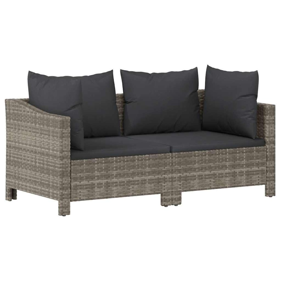 Set mobilier de grădină cu perne, 2 piese, gri, poliratan - 1 | YEO