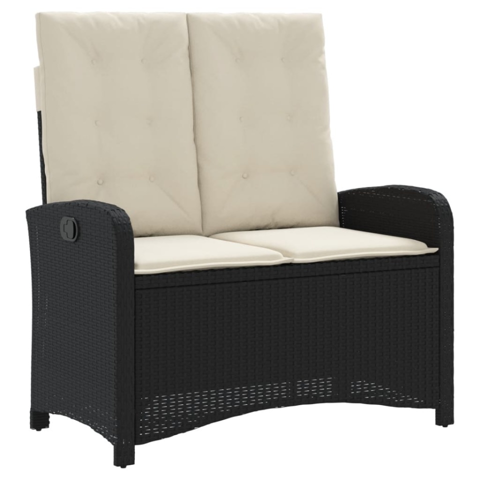 Set mobilier de grădină cu perne, 2 piese, negru, poliratan - 2 | YEO