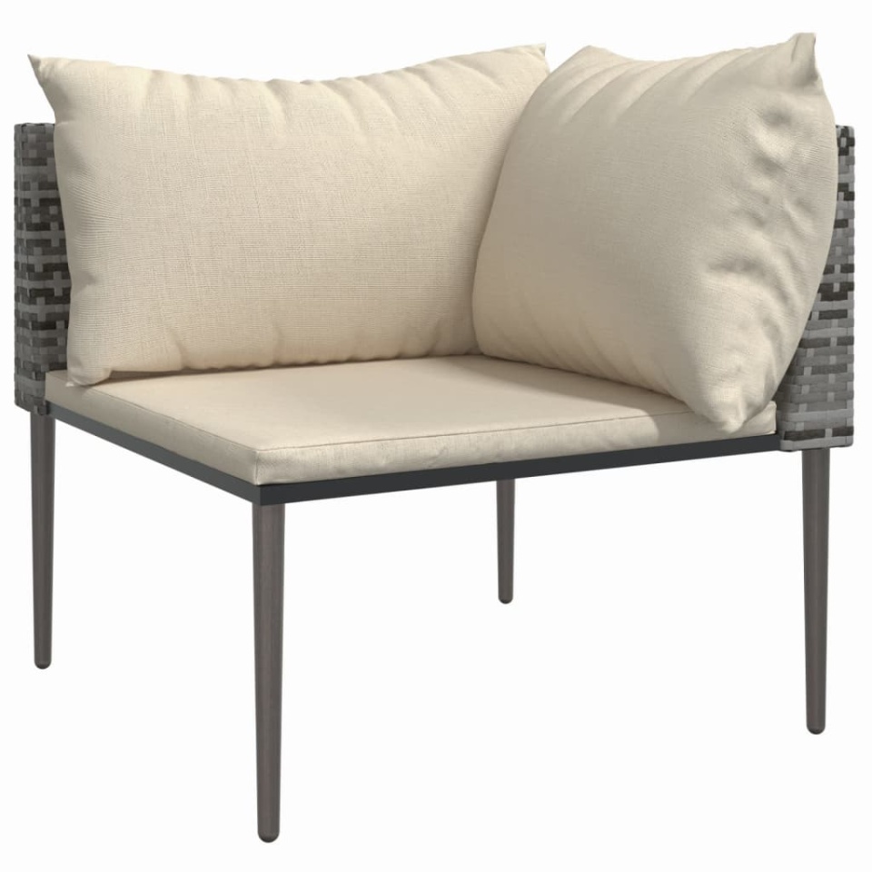 Set mobilier de grădină cu perne, 3 piese, gri, poliratan - 3 | YEO
