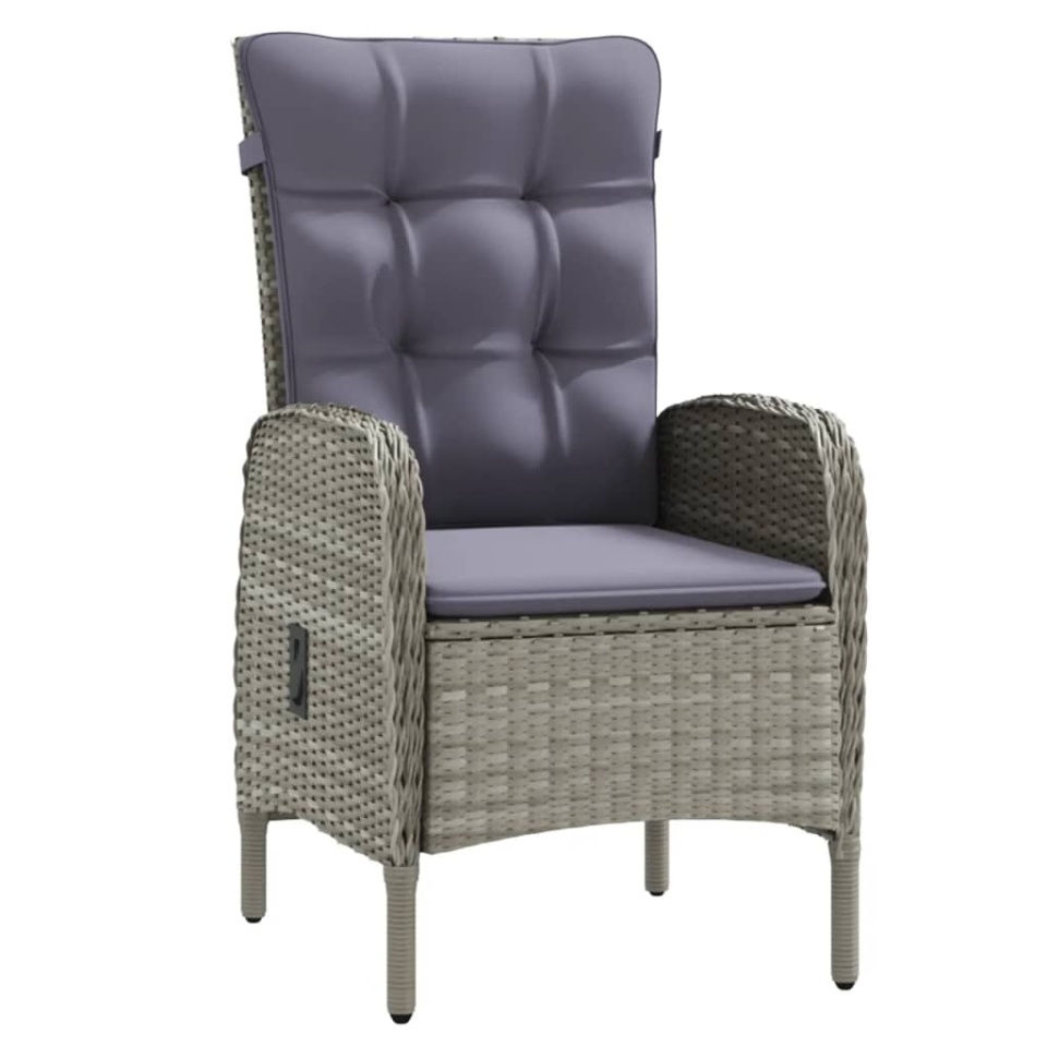 Set mobilier de grădină, cu perne, 3 piese, gri și negru - 2 | YEO