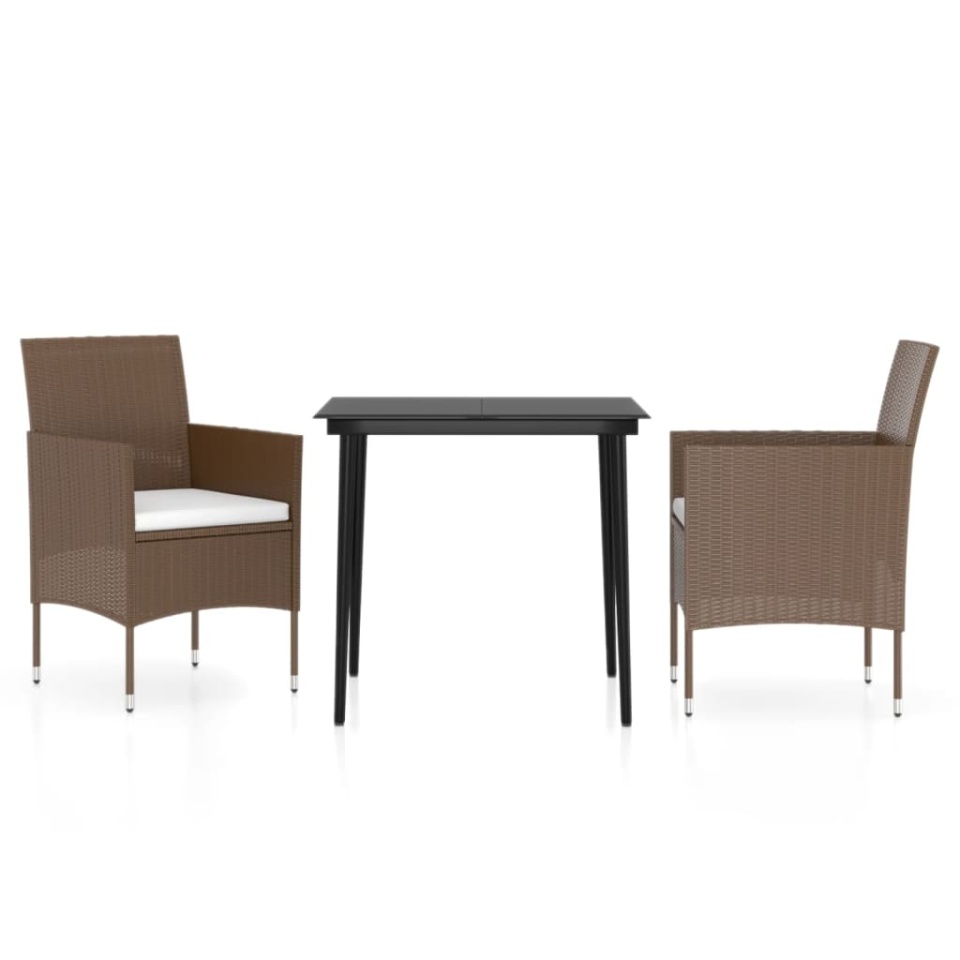 Set mobilier de grădină, cu perne, 3 piese, maro și negru - 1 | YEO