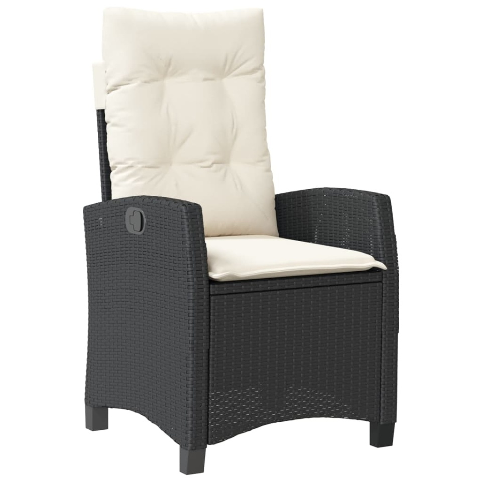 Set mobilier de grădină cu perne, 3 piese, negru, poliratan - 3 | YEO
