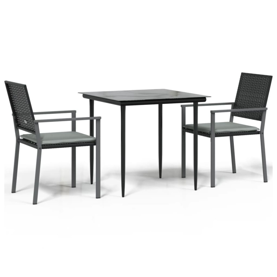 Set mobilier de grădină cu perne, 3 piese, poliratan și oțel - 1 | YEO