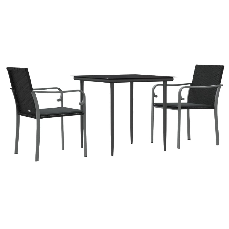 Set mobilier de grădină cu perne, 3 piese, poliratan și oțel - 2 | YEO