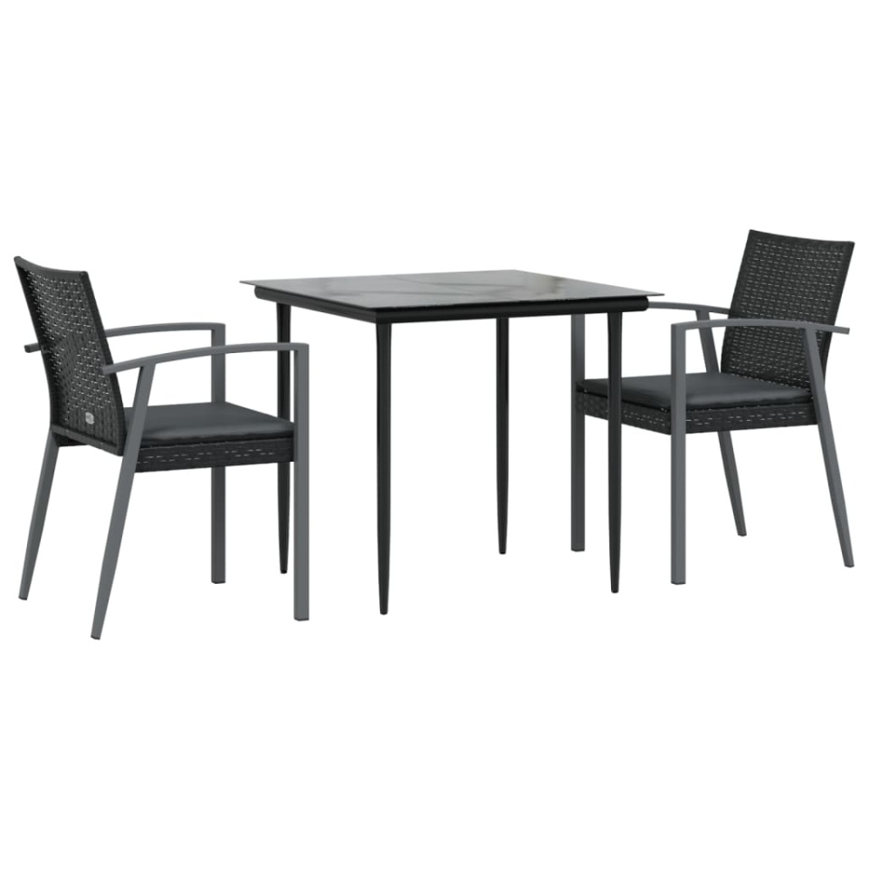 Set mobilier de grădină cu perne, 3 piese, poliratan și oțel - 2 | YEO