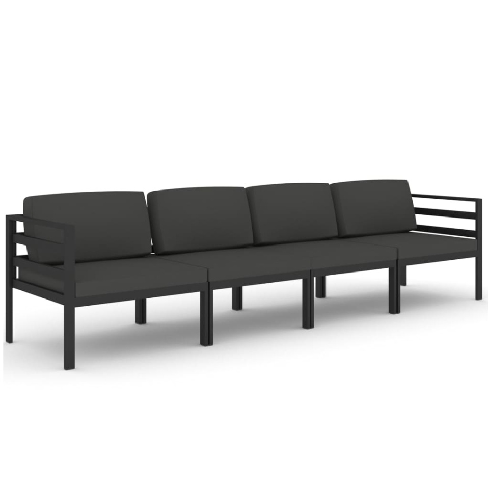 Set mobilier de grădină cu perne, 4 piese, antracit, aluminiu - 1 | YEO