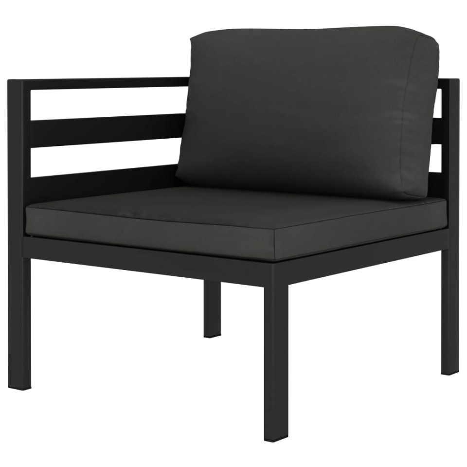 Set mobilier de grădină cu perne, 4 piese, antracit, aluminiu - 2 | YEO