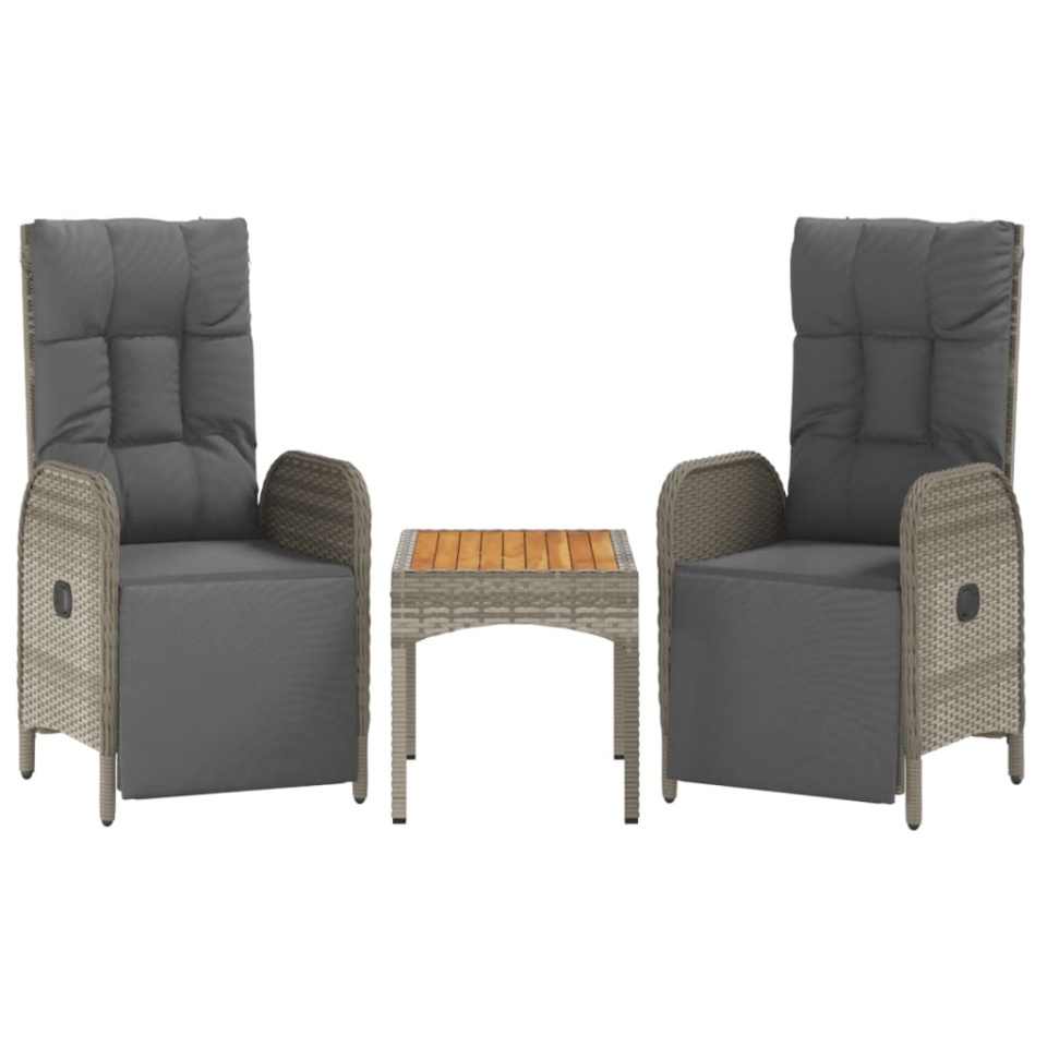 Set mobilier de grădină cu perne, 4 piese, gri, poliratan - 3 | YEO