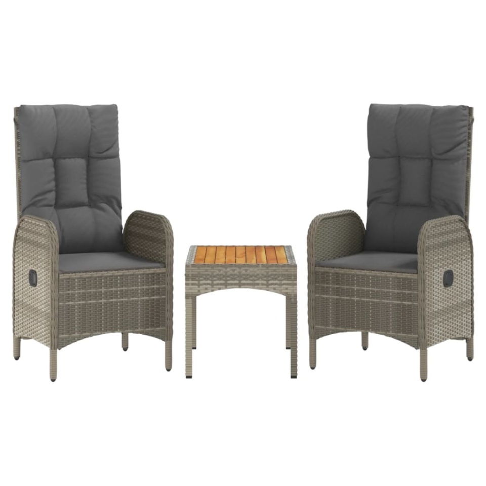 Set mobilier de grădină cu perne, 4 piese, gri, poliratan - 3 | YEO