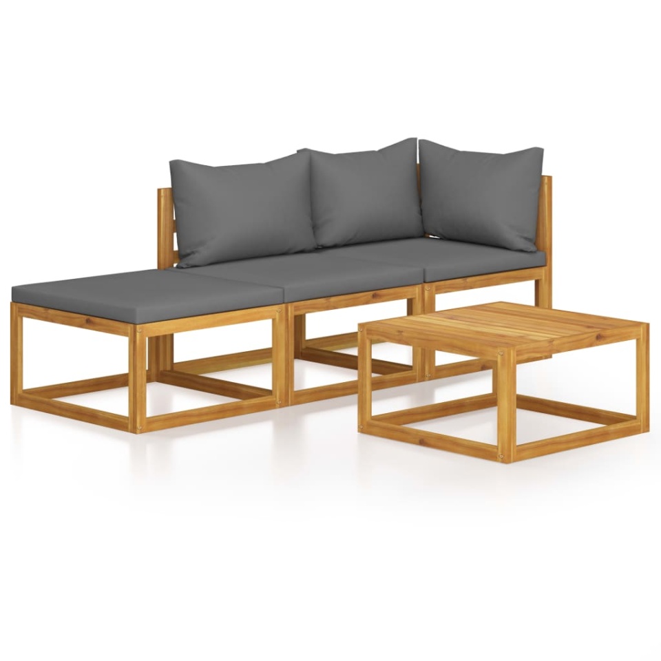Set mobilier de grădină cu perne, 4 piese, lemn masiv de acacia - 1 | YEO